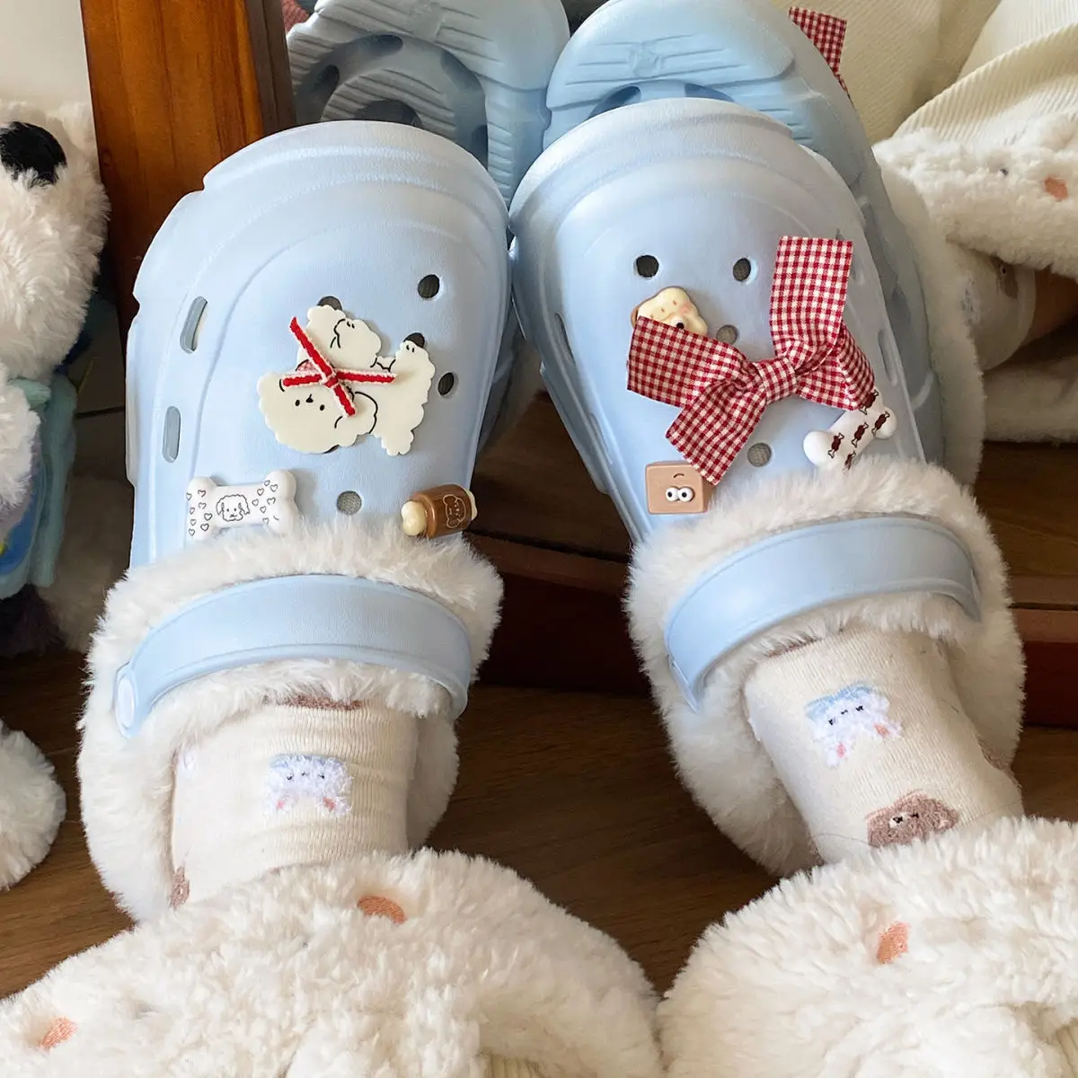 Pink Bowy Warm Thick Eva Slippers for Girls — feature 34