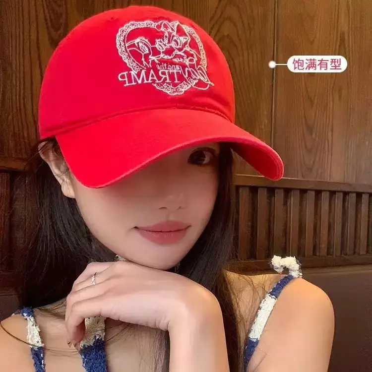 Women Love Embroidered Blue Baseball Cap with Deer Head Design — feature 1