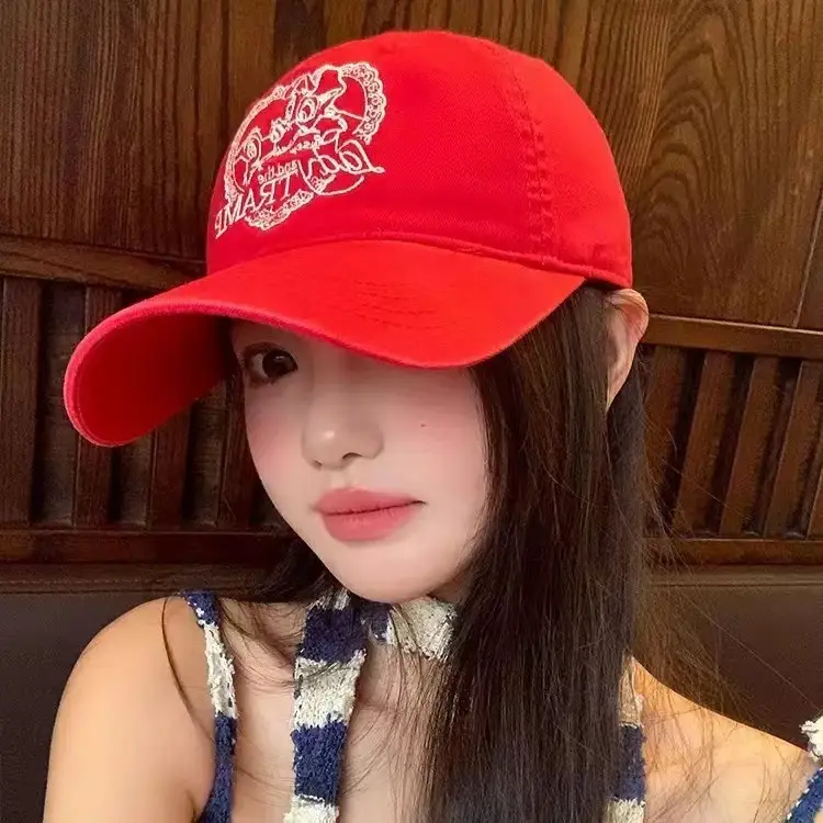 Women Love Embroidered Blue Baseball Cap with Deer Head Design — feature 2