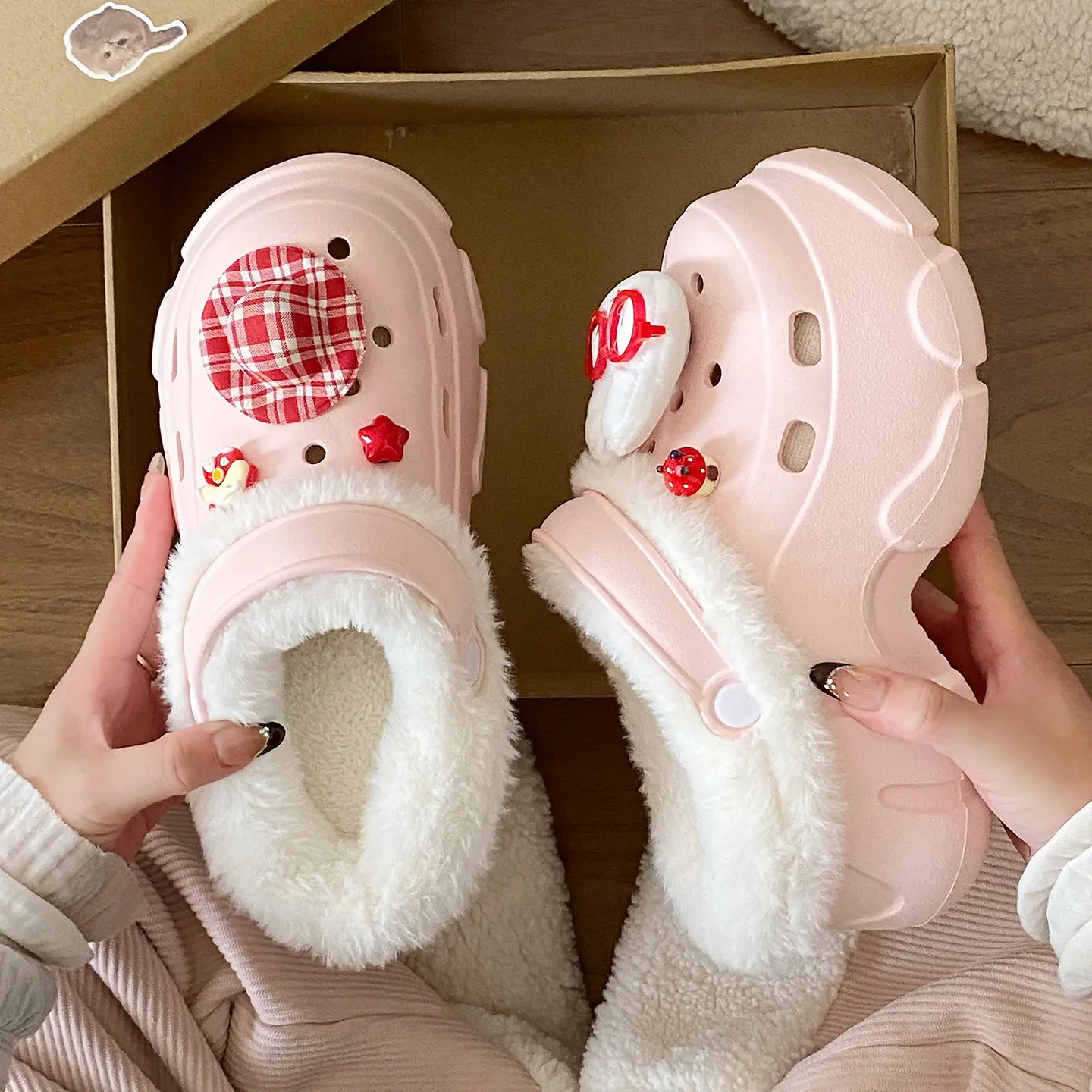 Pink Fleece Lined Winter Student Shoes for Women - Image 6