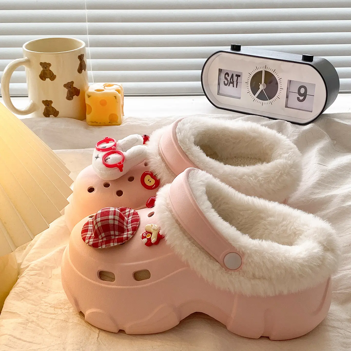 Pink Fleece Lined Winter Student Shoes for Women - Image 7