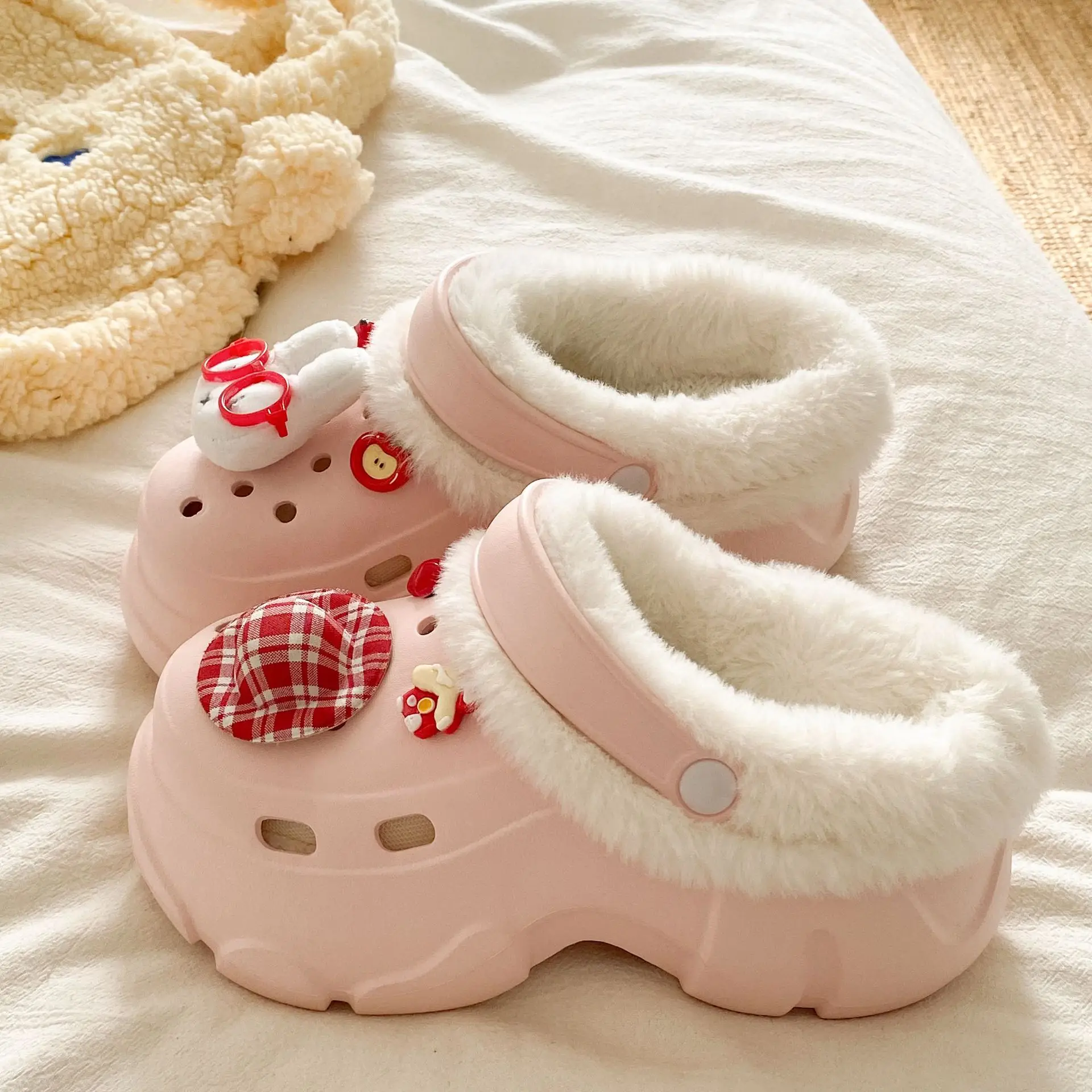 Pink Fleece Lined Winter Student Shoes for Women - Image 4