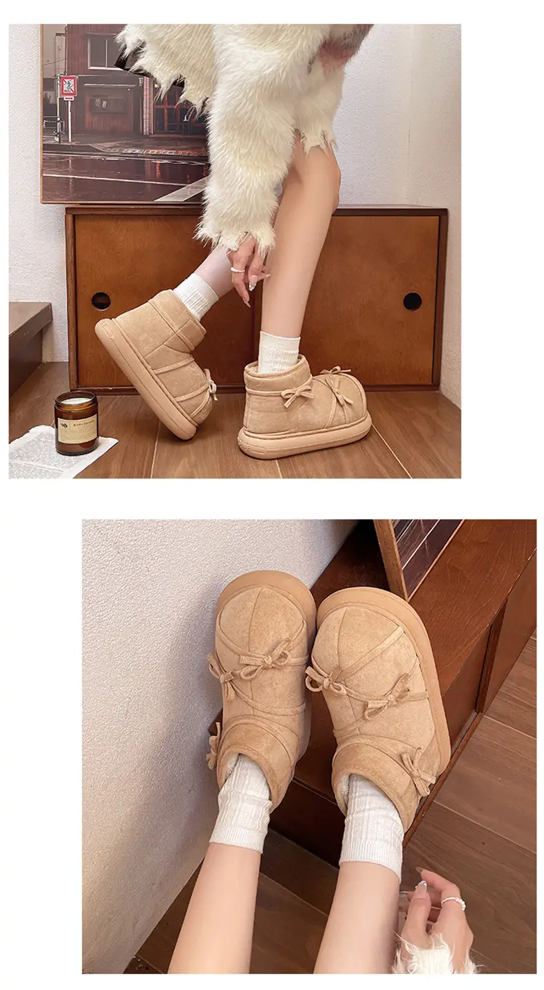 Qidan Shoe Factory Women's Winter Snow Boots with Plush Lining, Warm Indoor Thick-Soled Height-Increasing Non-Slip Closed-Heel Cotton Shoes for Women in Winter — feature 12