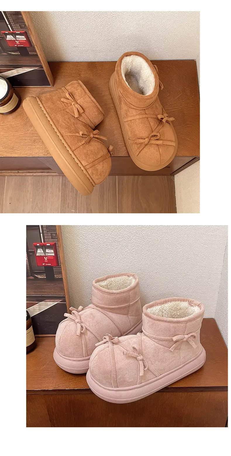 Qidan Shoe Factory Women's Winter Snow Boots with Plush Lining, Warm Indoor Thick-Soled Height-Increasing Non-Slip Closed-Heel Cotton Shoes for Women in Winter — feature 15