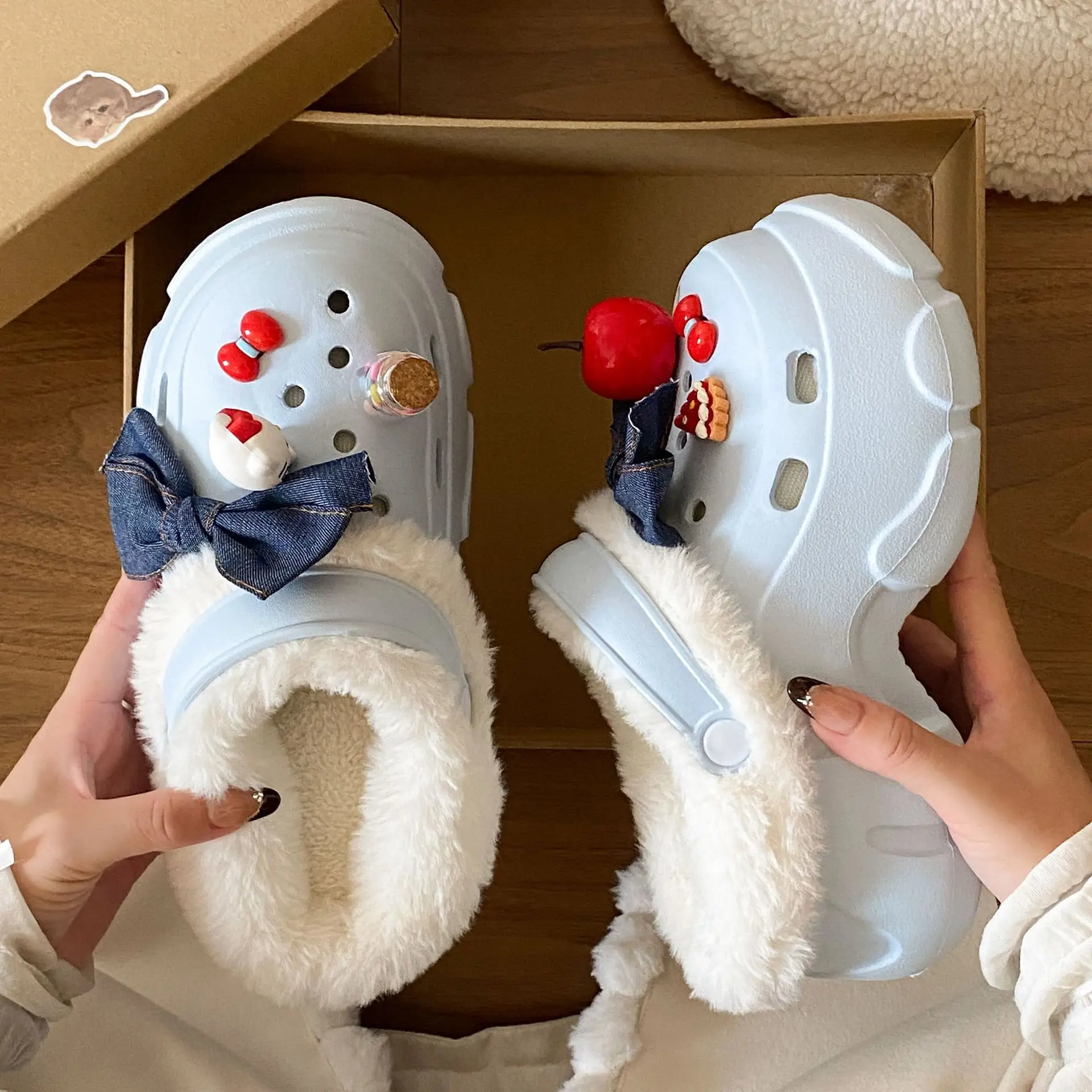 Women's High Arch Cotton Slip-On Clogs with Fleece - Image 6