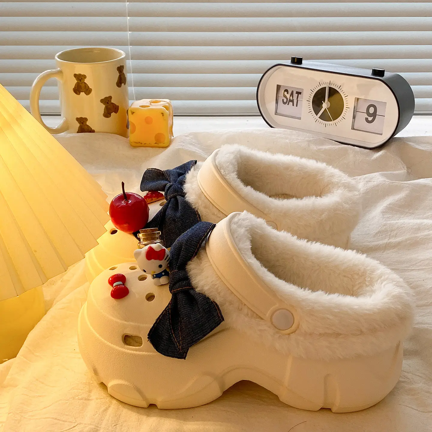 Women's High Arch Cotton Slip-On Clogs with Fleece - Image 7