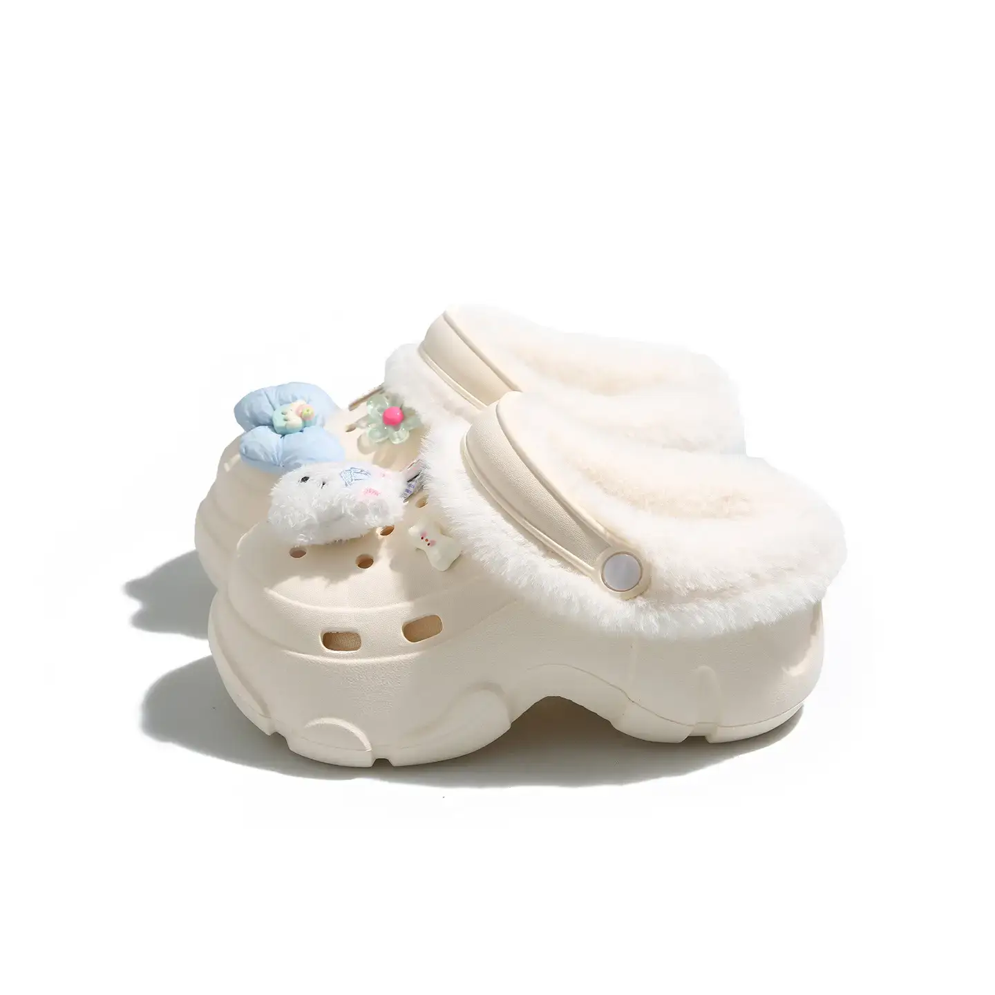 Winter Detachable Clog Shoes Light Blue Arch Support