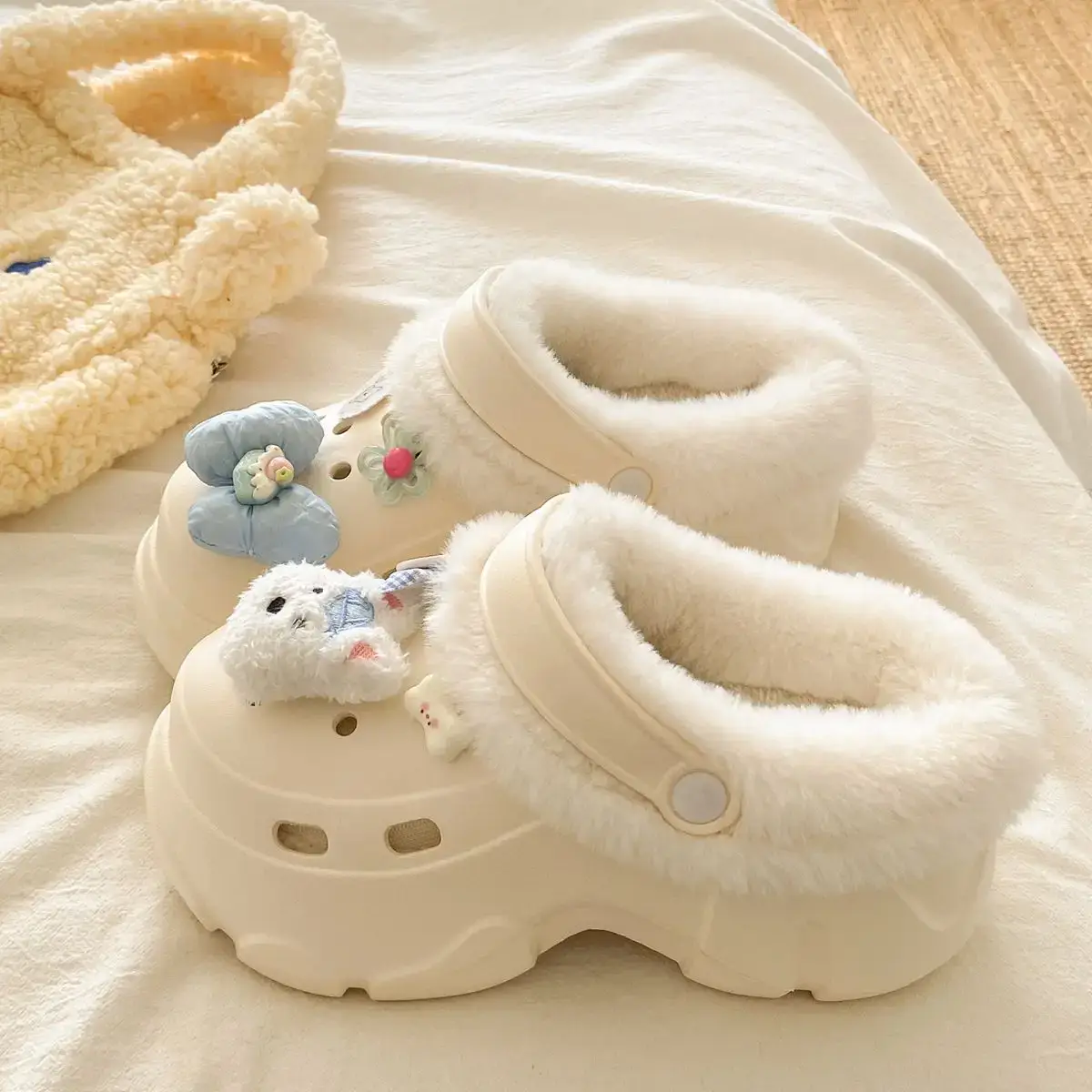 Winter Detachable Clog Shoes Light Blue Arch Support — feature 25