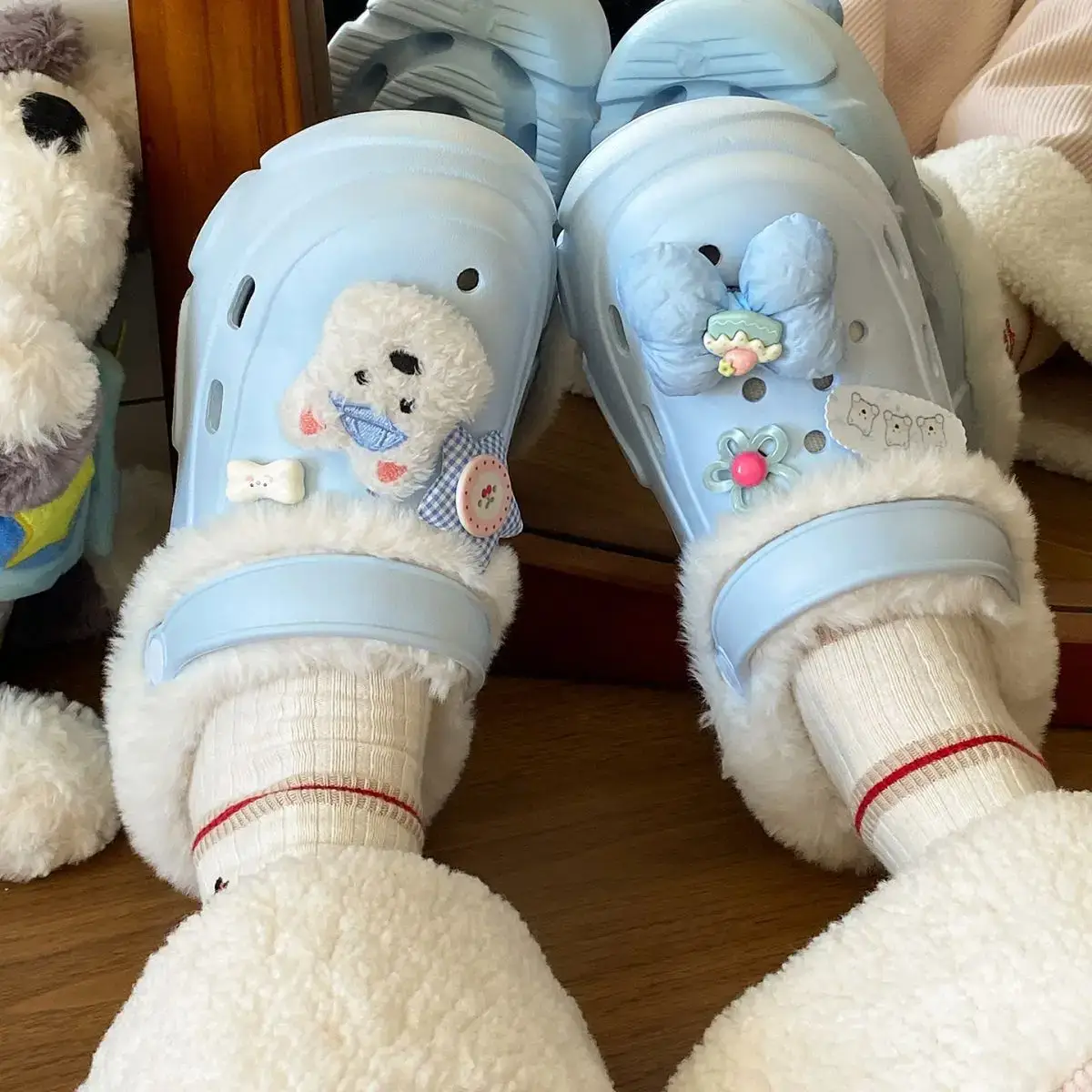 Winter Detachable Clog Shoes Light Blue Arch Support — feature 28