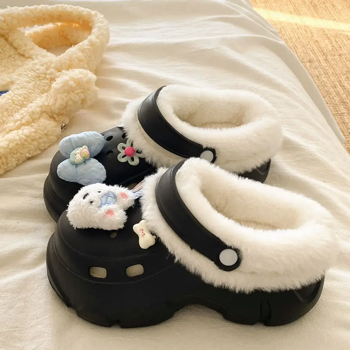 Winter Detachable Clog Shoes Light Blue Arch Support — feature 33