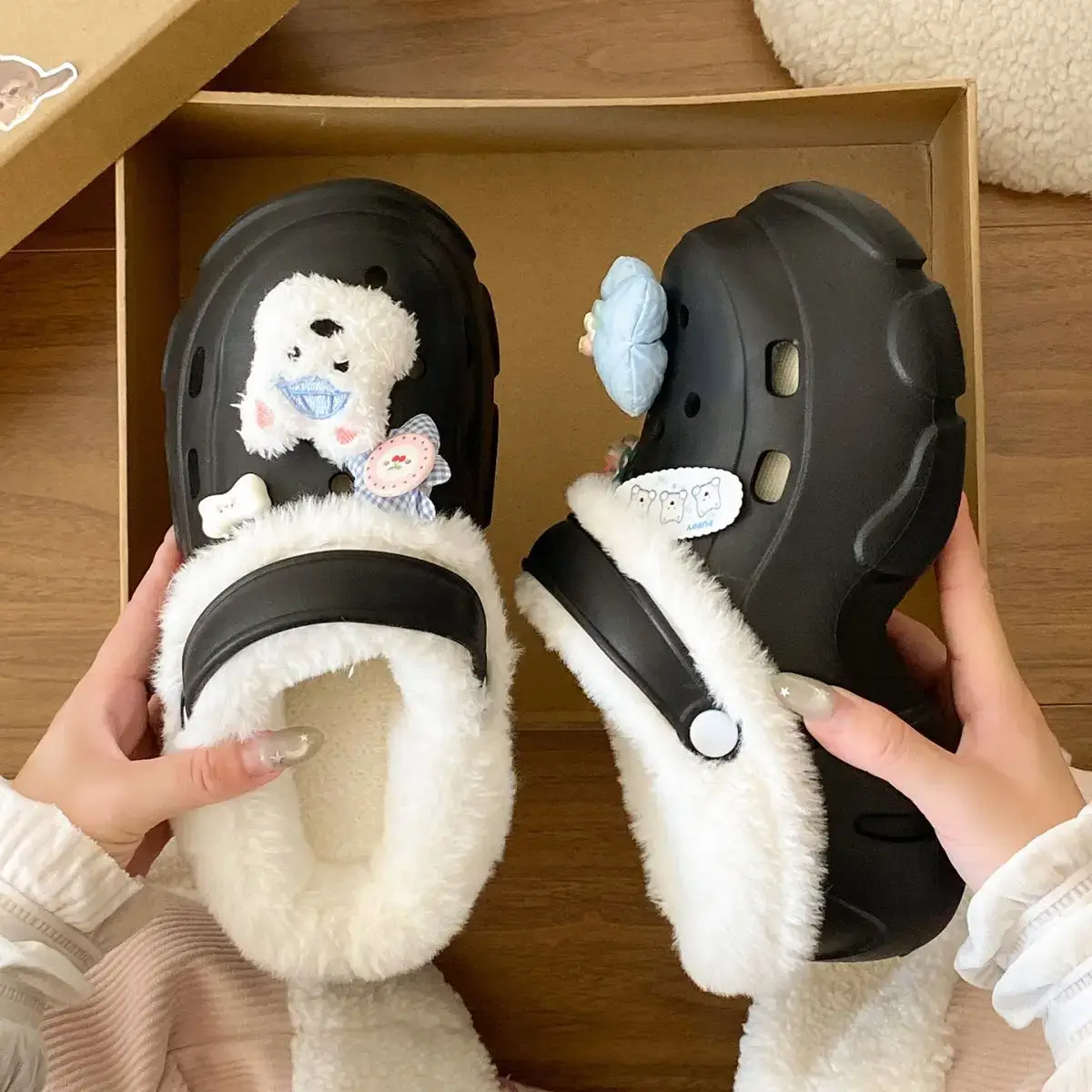 Winter Detachable Clog Shoes Light Blue Arch Support — feature 35