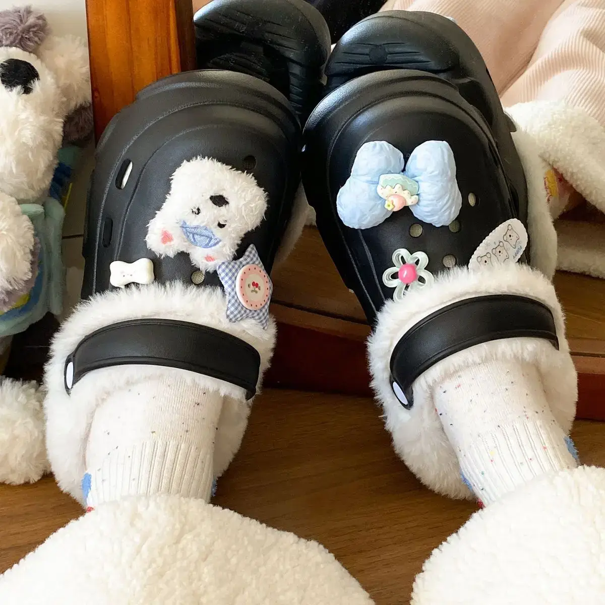 Winter Detachable Clog Shoes Light Blue Arch Support — feature 36