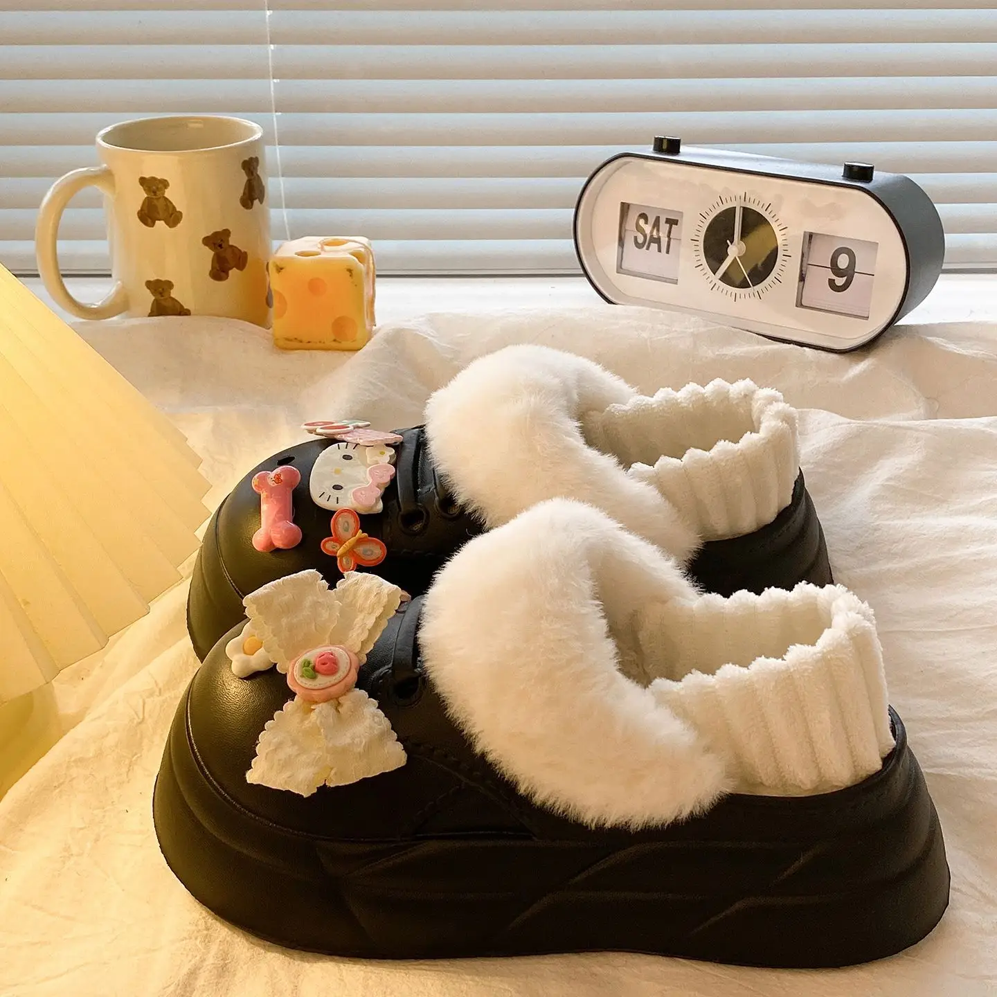 Warm Heart Cat Toe Cap Slippers for Girls Winter - Image 7