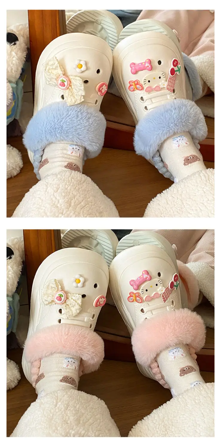Warm Heart Cat Toe Cap Slippers for Girls Winter — feature 16