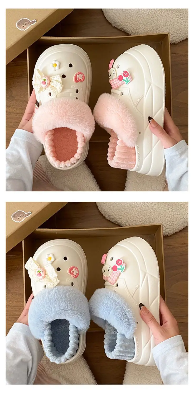 Warm Heart Cat Toe Cap Slippers for Girls Winter — feature 19