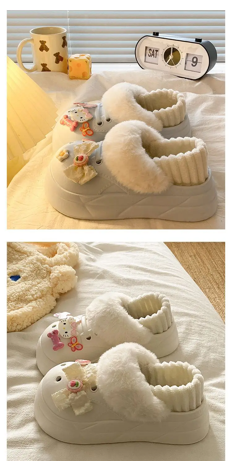 Warm Heart Cat Toe Cap Slippers for Girls Winter — feature 22