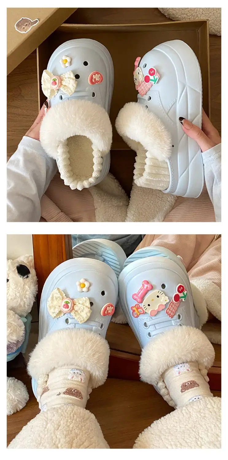 Warm Heart Cat Toe Cap Slippers for Girls Winter — feature 25