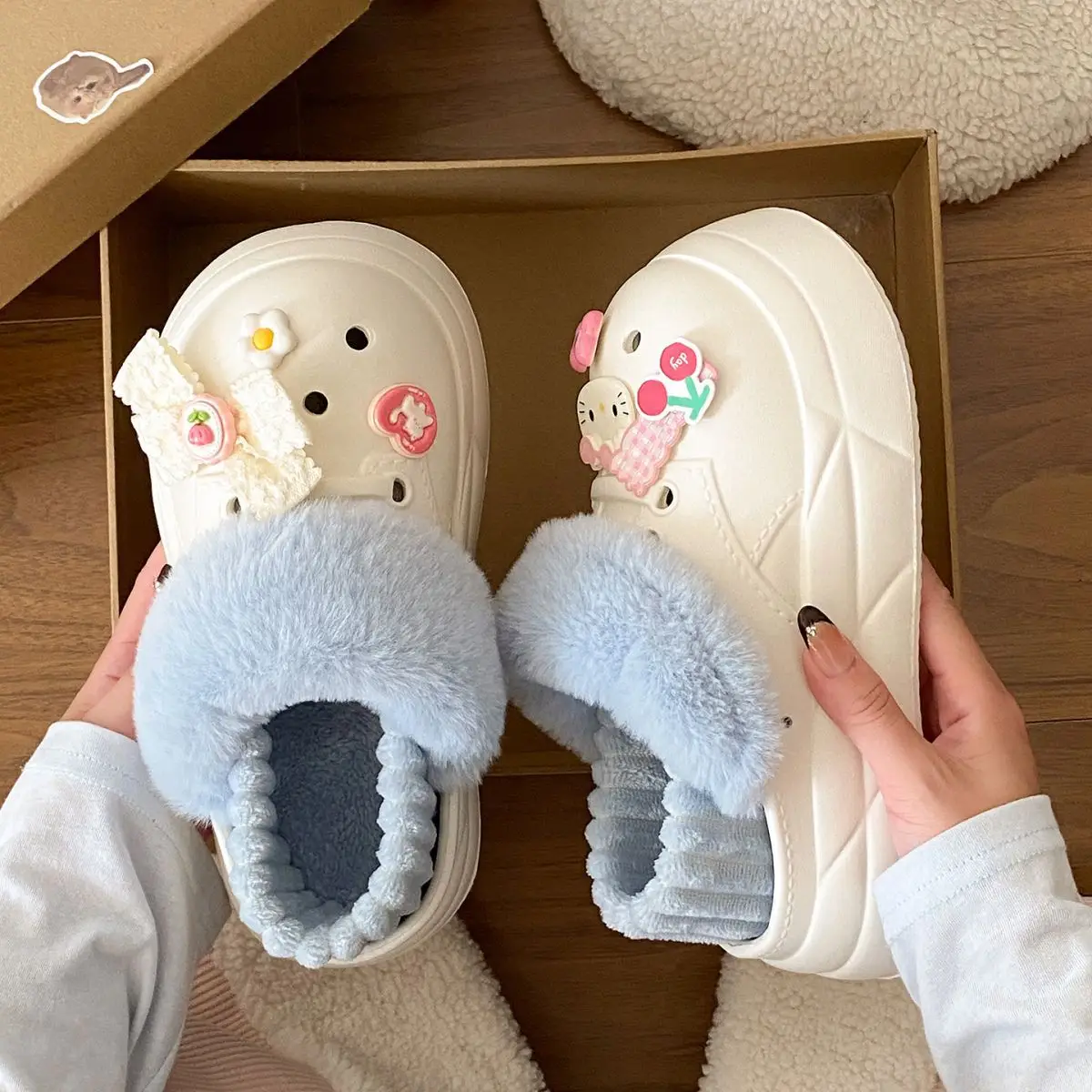 Warm Heart Cat Toe Cap Slippers for Girls Winter — feature 29