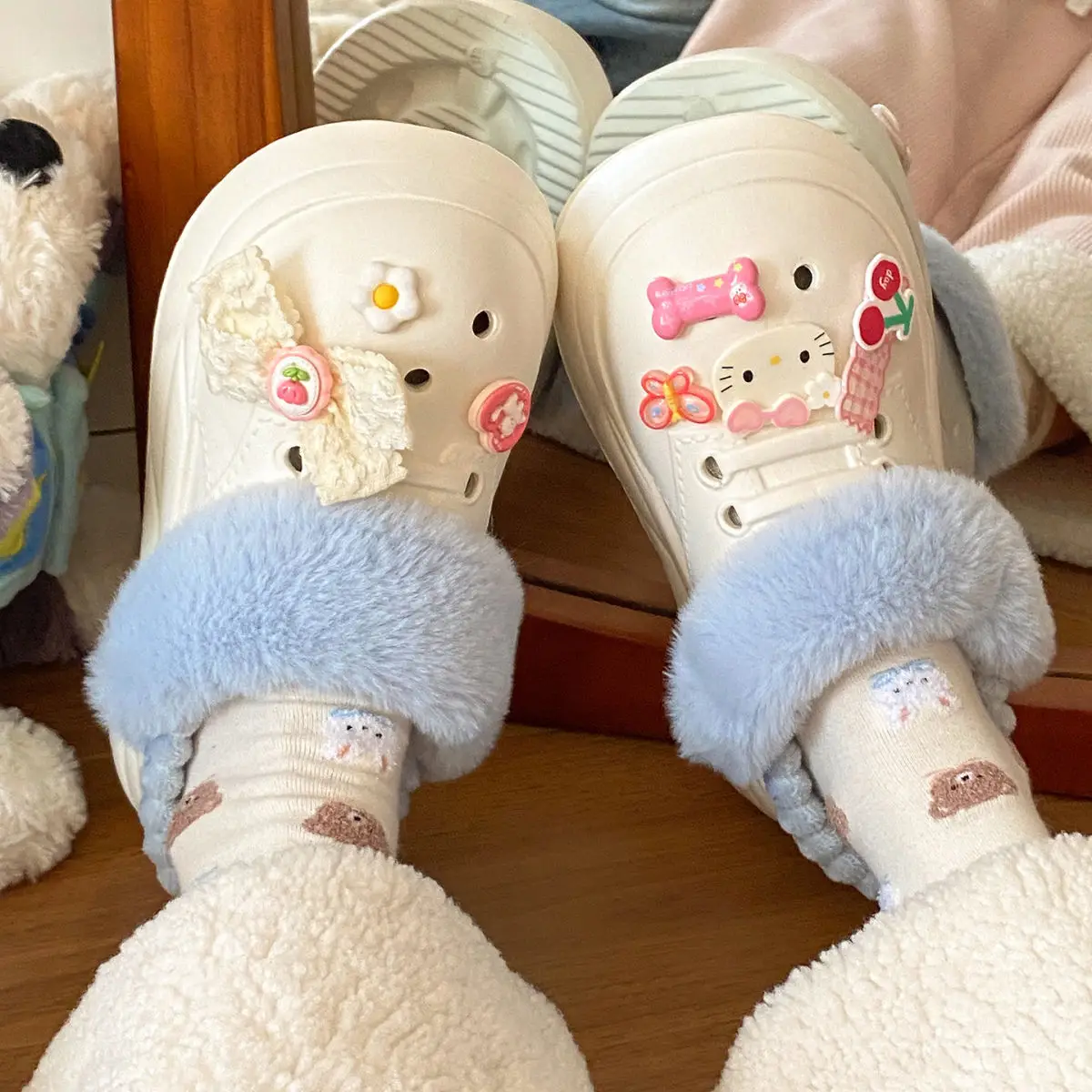 Warm Heart Cat Toe Cap Slippers for Girls Winter — feature 30