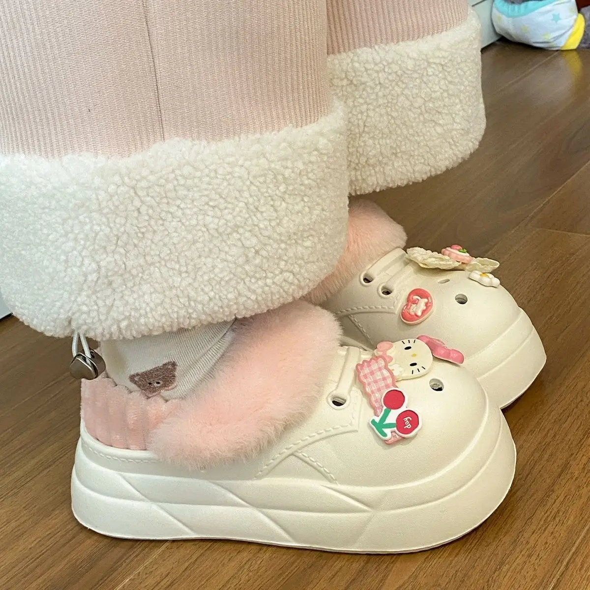 Warm Heart Cat Toe Cap Slippers for Girls Winter — feature 32