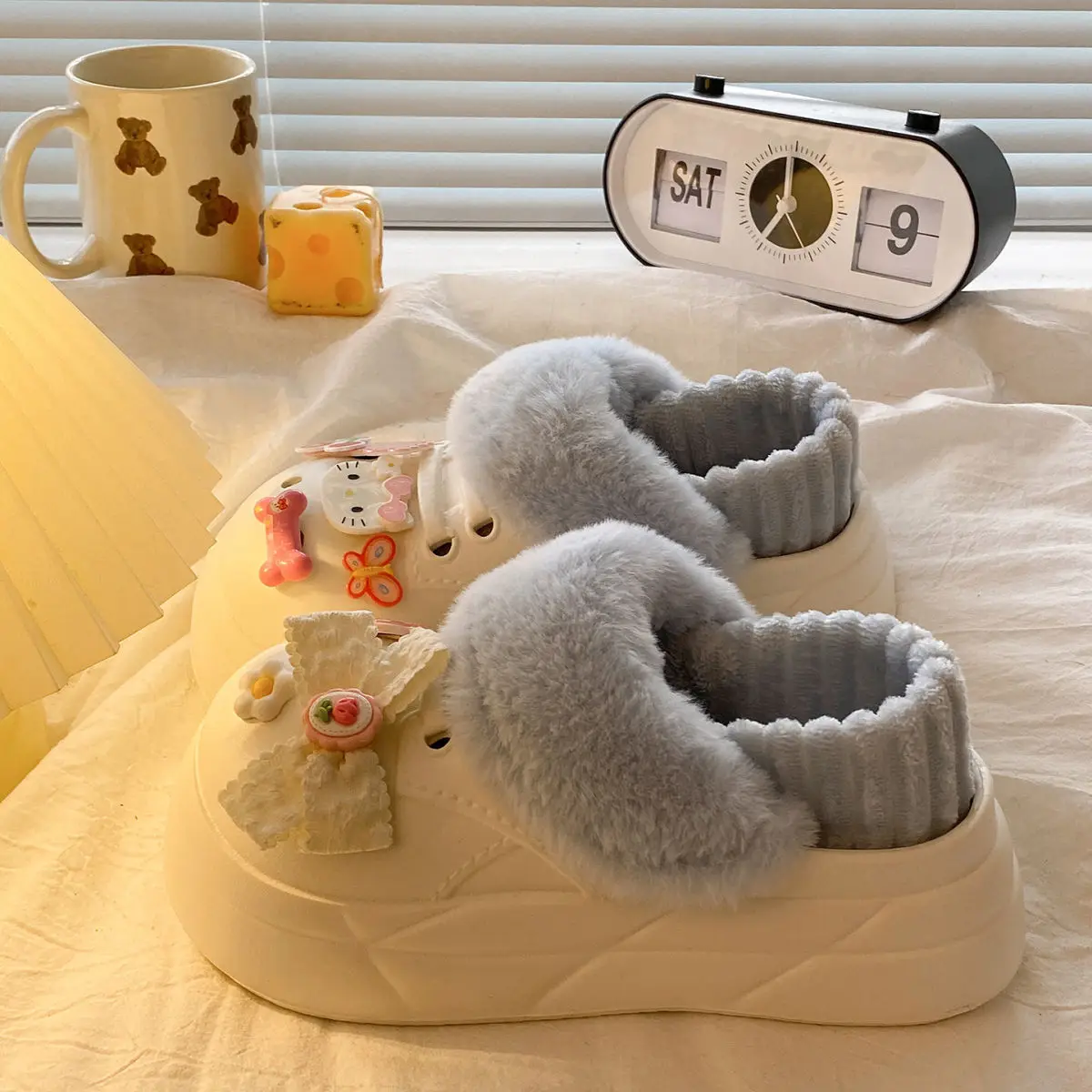 Warm Heart Cat Toe Cap Slippers for Girls Winter — feature 35