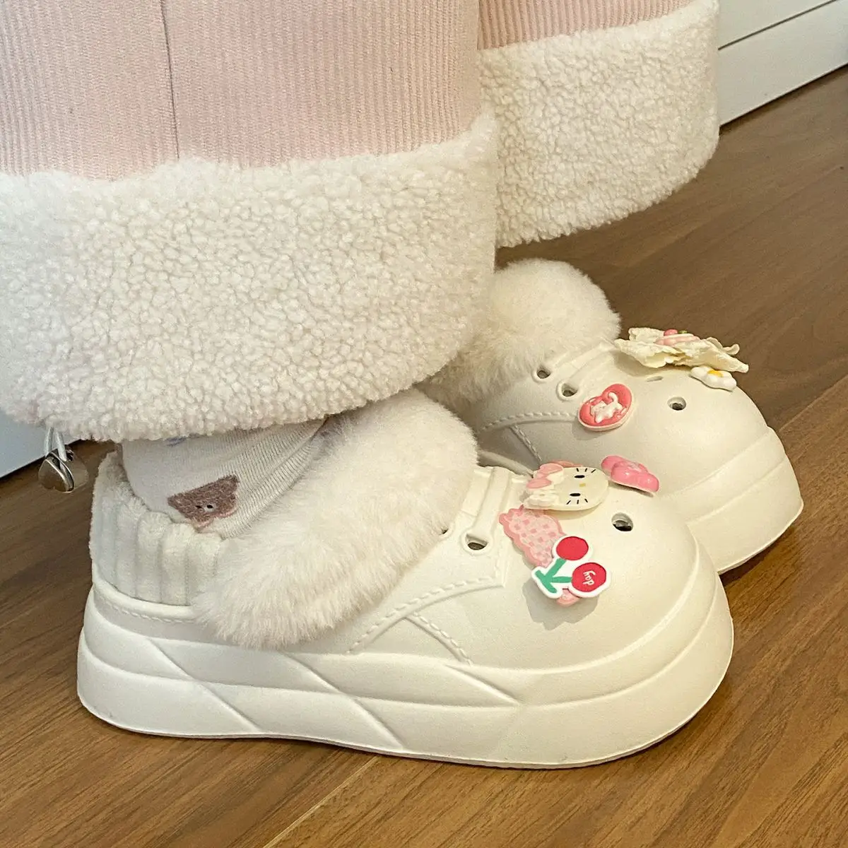 Warm Heart Cat Toe Cap Slippers for Girls Winter — feature 46