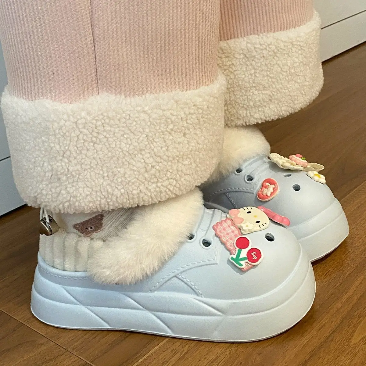 Warm Heart Cat Toe Cap Slippers for Girls Winter — feature 47
