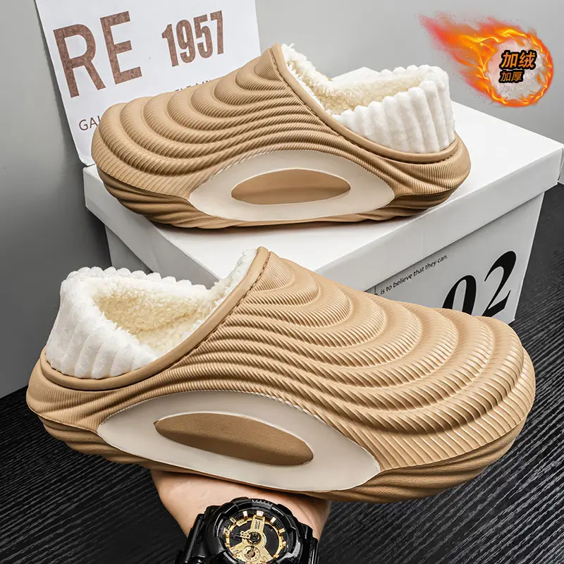 Men's Winter New Eva Slippers with Thick Sole, Warm and Fleece-Lined, Soft Sole for Home and Outdoor Use, Non-Slip Cotton Shoes - Image 6