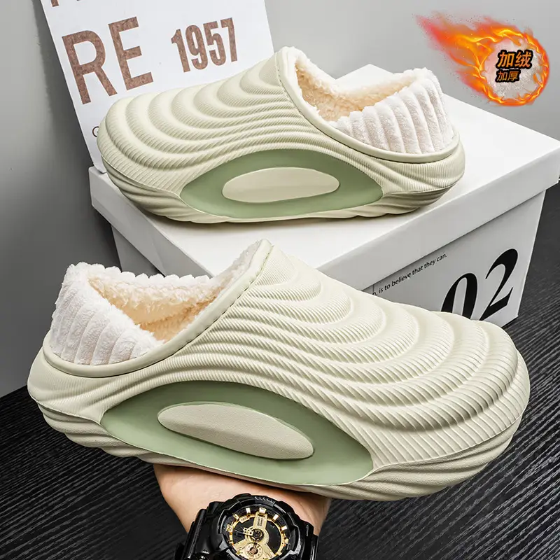Men's Winter New Eva Slippers with Thick Sole, Warm and Fleece-Lined, Soft Sole for Home and Outdoor Use, Non-Slip Cotton Shoes - Image 7
