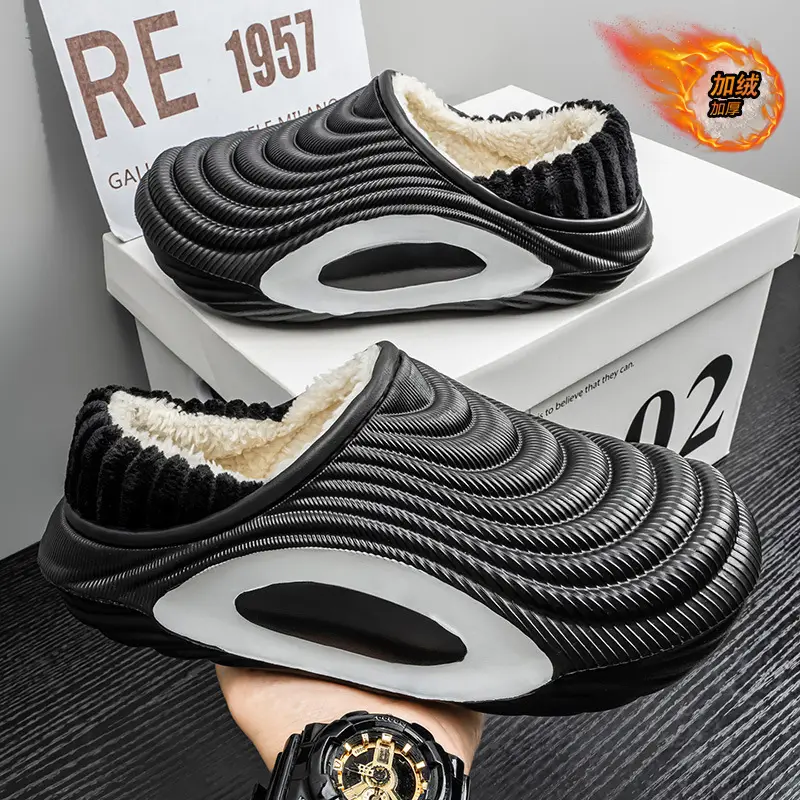 Men's Winter New Eva Slippers with Thick Sole, Warm and Fleece-Lined, Soft Sole for Home and Outdoor Use, Non-Slip Cotton Shoes - Image 8
