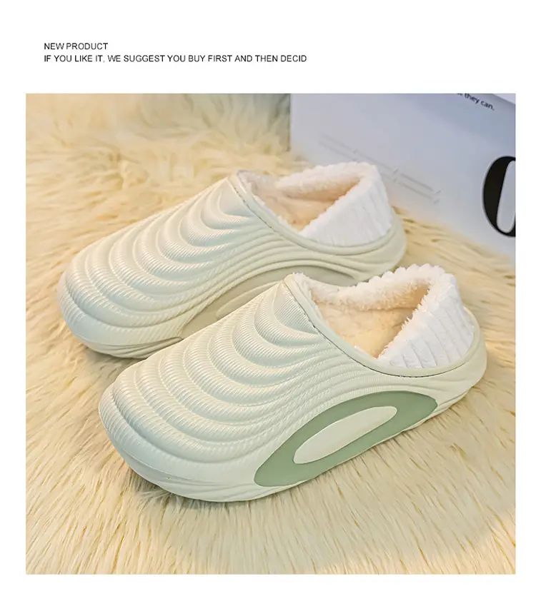 Men's Winter New Eva Slippers with Thick Sole, Warm and Fleece-Lined, Soft Sole for Home and Outdoor Use, Non-Slip Cotton Shoes — feature 10