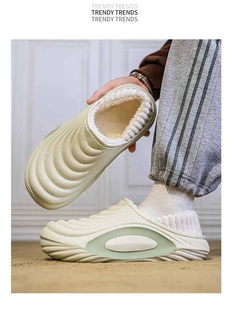 Men's Winter New Eva Slippers with Thick Sole, Warm and Fleece-Lined, Soft Sole for Home and Outdoor Use, Non-Slip Cotton Shoes — feature 11
