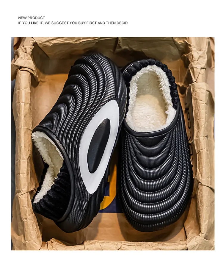 Men's Winter New Eva Slippers with Thick Sole, Warm and Fleece-Lined, Soft Sole for Home and Outdoor Use, Non-Slip Cotton Shoes — feature 18