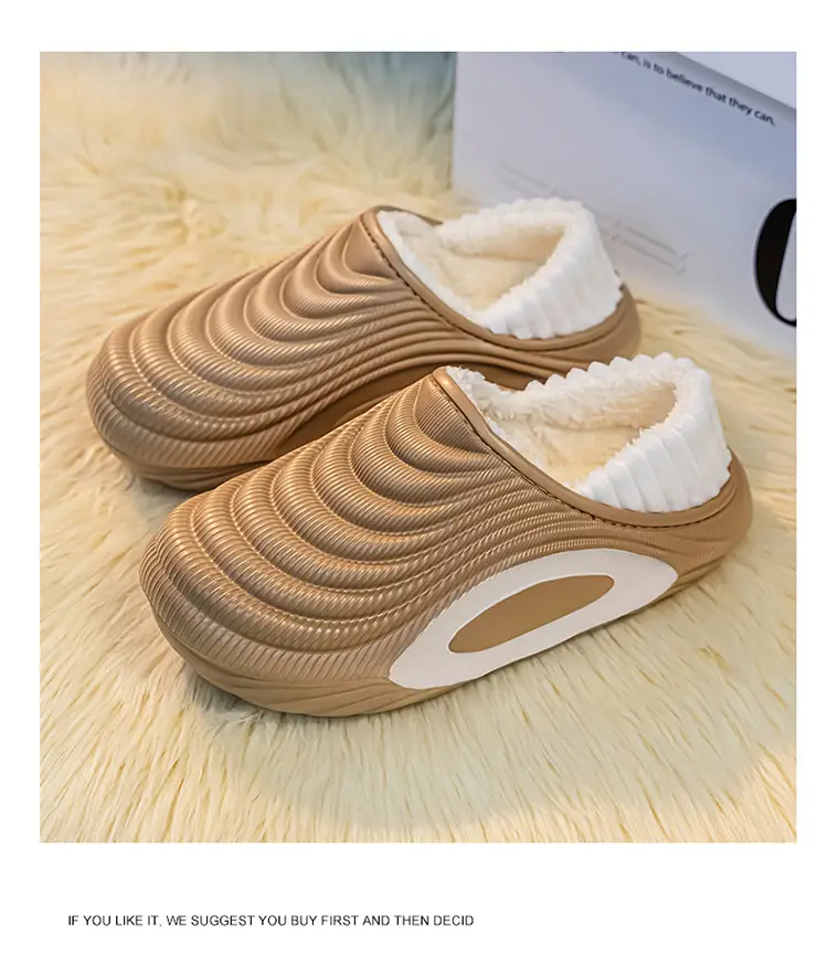 Men's Winter New Eva Slippers with Thick Sole, Warm and Fleece-Lined, Soft Sole for Home and Outdoor Use, Non-Slip Cotton Shoes — feature 20