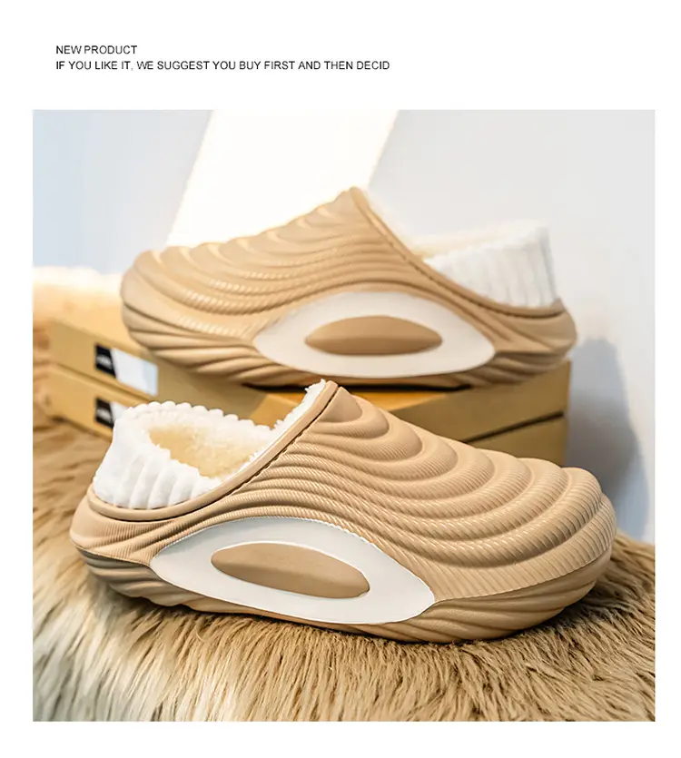 Men's Winter New Eva Slippers with Thick Sole, Warm and Fleece-Lined, Soft Sole for Home and Outdoor Use, Non-Slip Cotton Shoes — feature 23