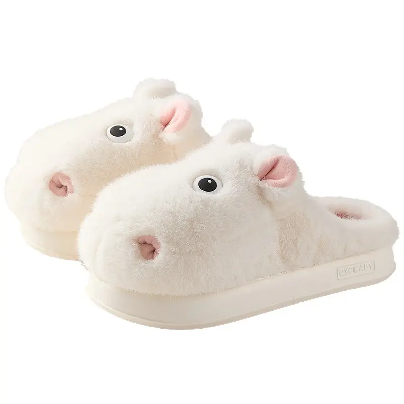 Qidan Shoe Factory Cute Cotton Slippers for Women Autumn and Winter Indoor Home Thick-Soled Non-Slip Plus Velvet Warm Furry Slippers for Women - Image 6