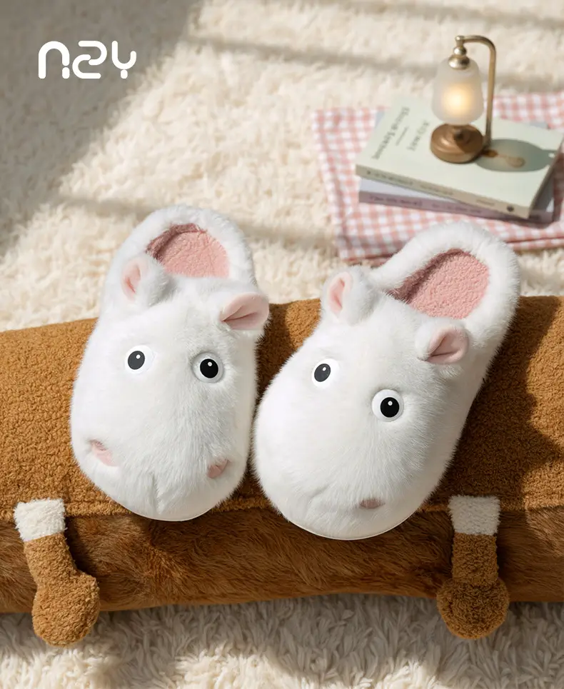 Qidan Shoe Factory Cute Cotton Slippers for Women Autumn and Winter Indoor Home Thick-Soled Non-Slip Plus Velvet Warm Furry Slippers for Women — feature 1
