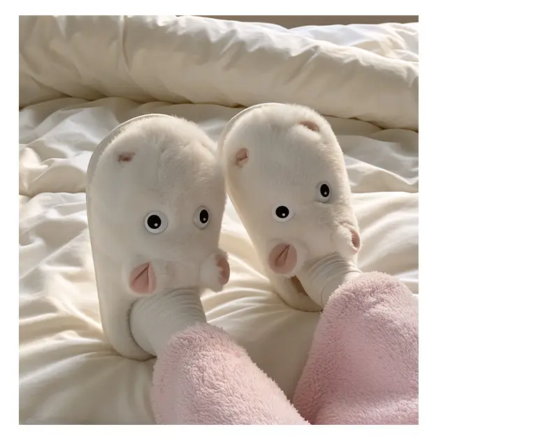 Qidan Shoe Factory Cute Cotton Slippers for Women Autumn and Winter Indoor Home Thick-Soled Non-Slip Plus Velvet Warm Furry Slippers for Women — feature 5