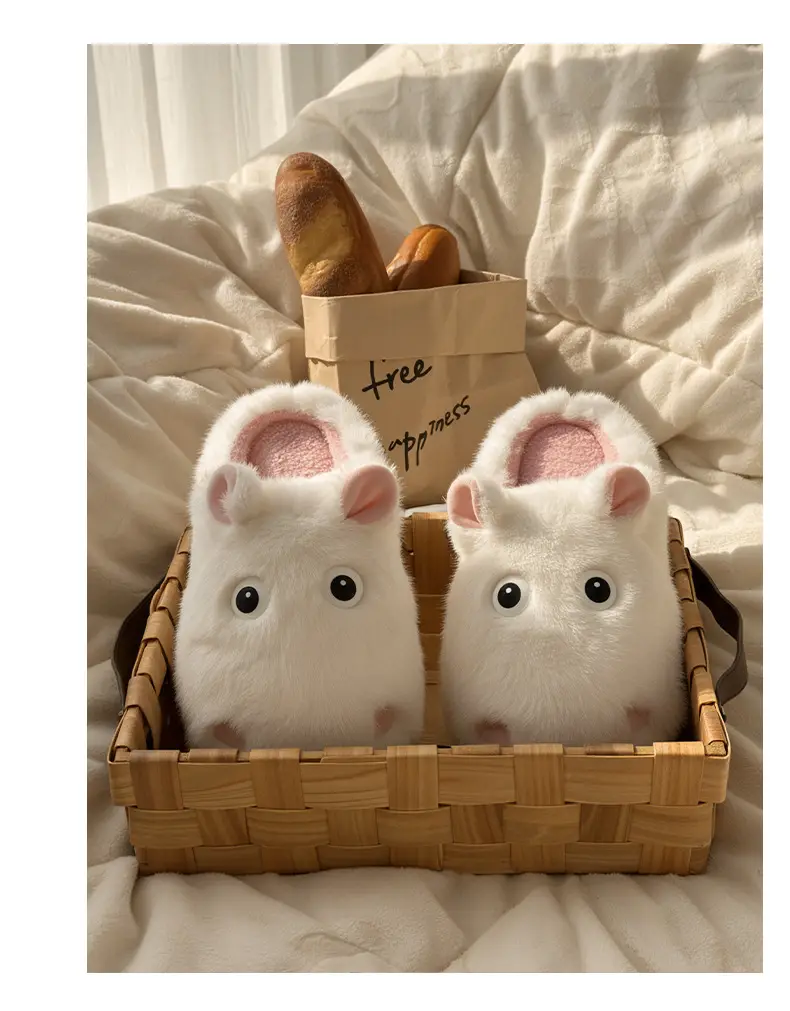 Qidan Shoe Factory Cute Cotton Slippers for Women Autumn and Winter Indoor Home Thick-Soled Non-Slip Plus Velvet Warm Furry Slippers for Women — feature 6