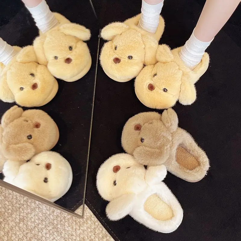 Soft Plush Dog Toe Shoes for Women Winter Home Warm - Image 5