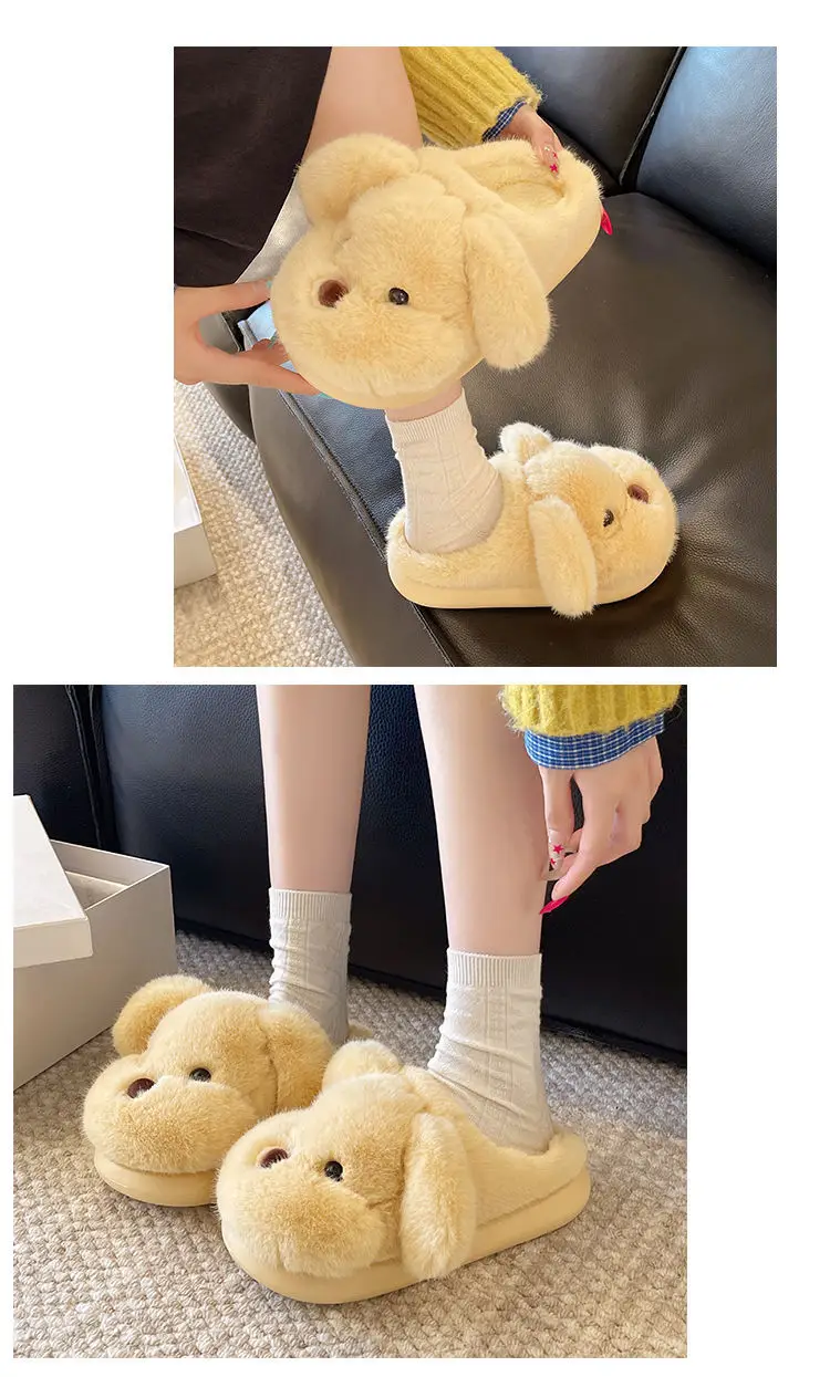 Soft Plush Dog Toe Shoes for Women Winter Home Warm — feature 18
