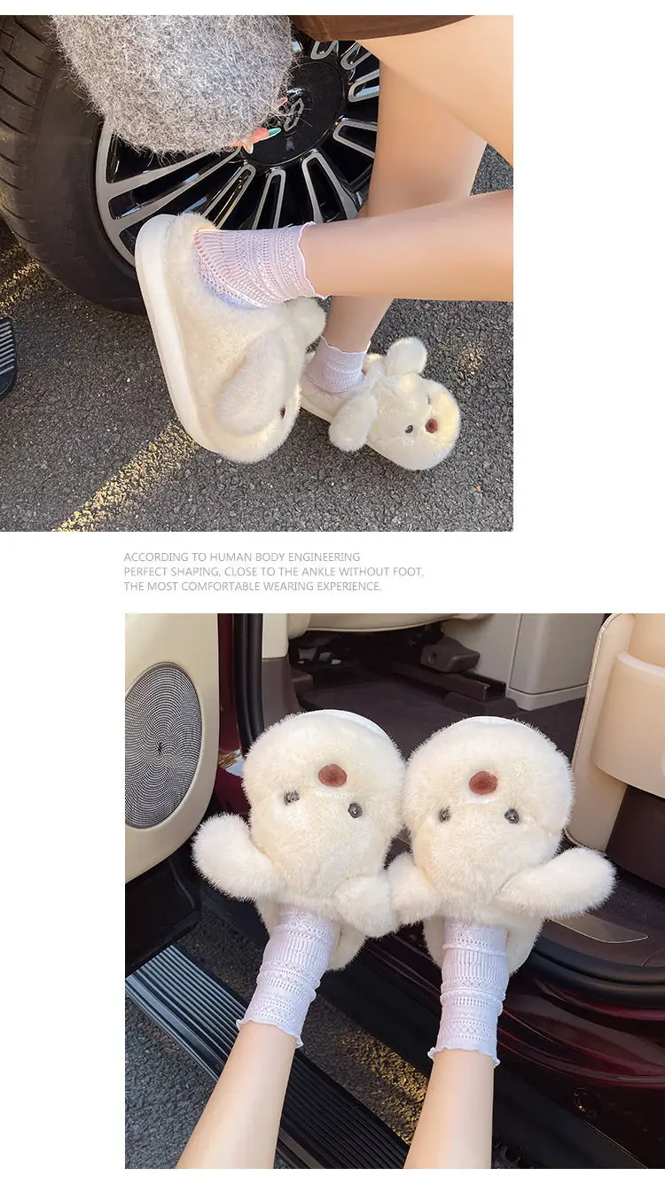 Soft Plush Dog Toe Shoes for Women Winter Home Warm — feature 23