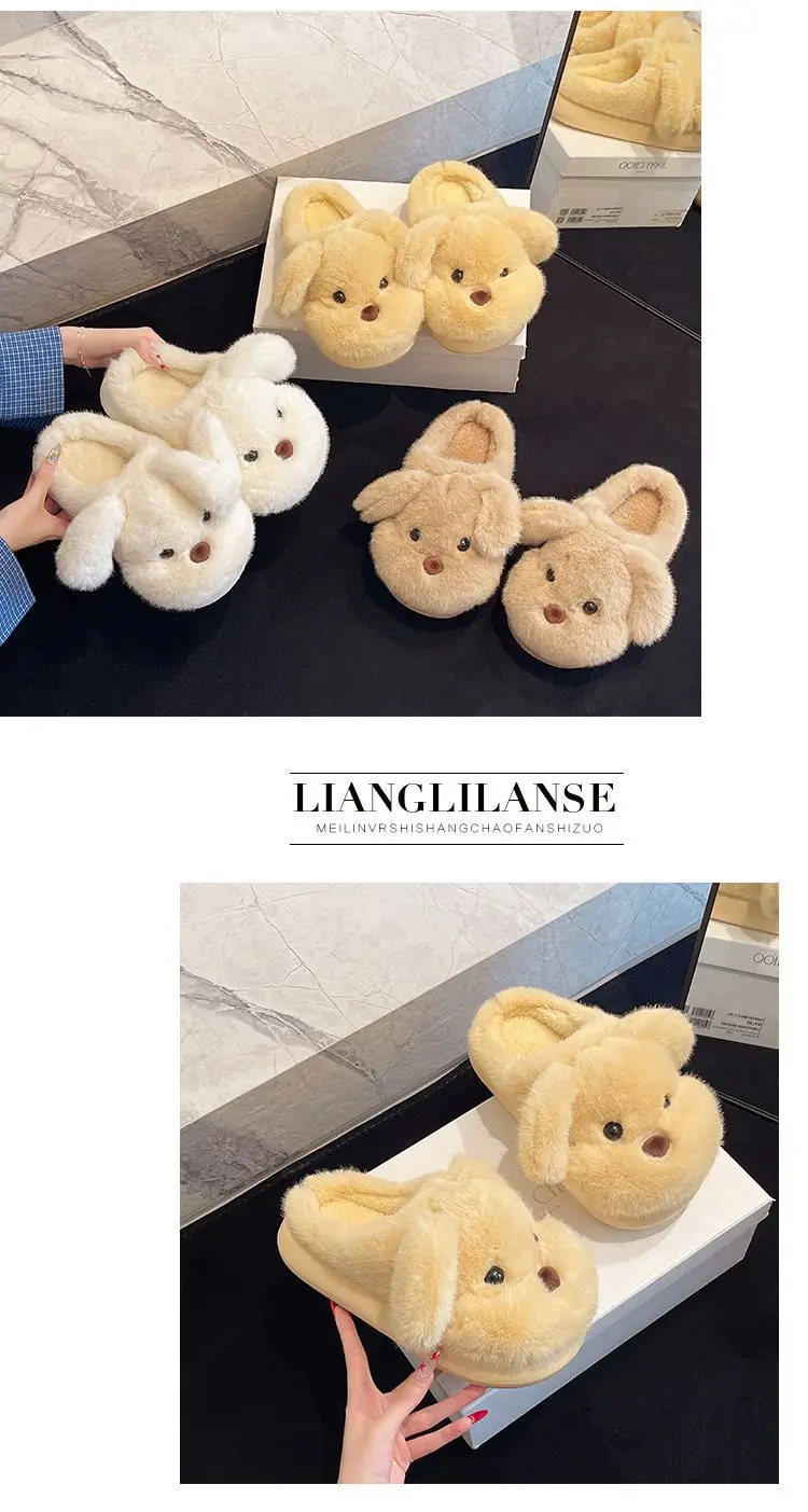 Soft Plush Dog Toe Shoes for Women Winter Home Warm — feature 24