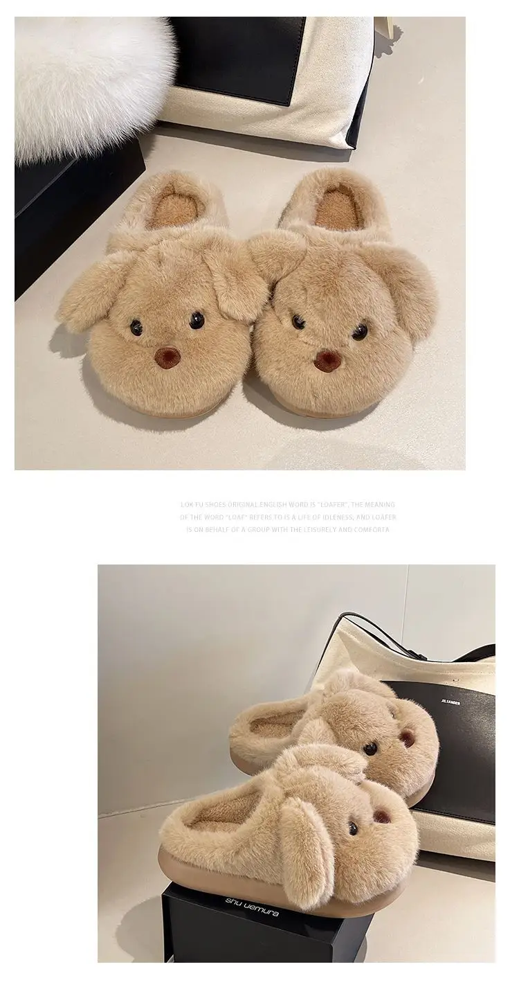 Soft Plush Dog Toe Shoes for Women Winter Home Warm — feature 27