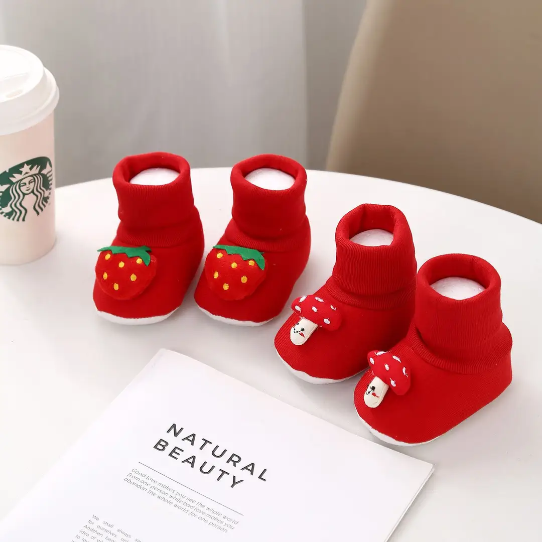 Autumn and Winter Chinese Red Baby Toddler Shoes Soft-Soled Tiger Head Shoes Baby Non-Slip and Anti-Falling Warm Newborn Shoes and Socks - Image 9
