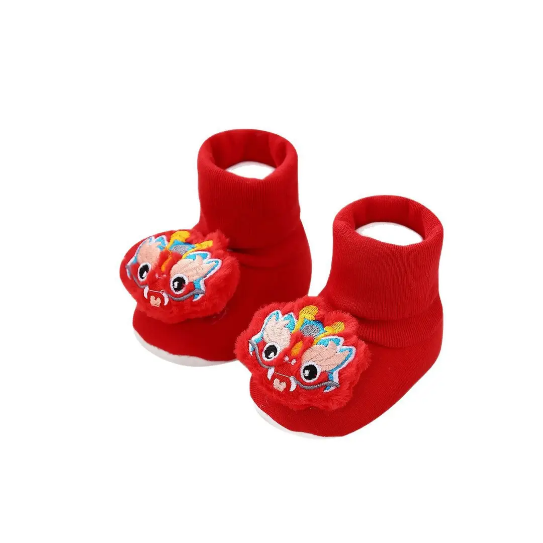 Autumn and Winter Chinese Red Baby Toddler Shoes Soft-Soled Tiger Head Shoes Baby Non-Slip and Anti-Falling Warm Newborn Shoes and Socks - Image 11