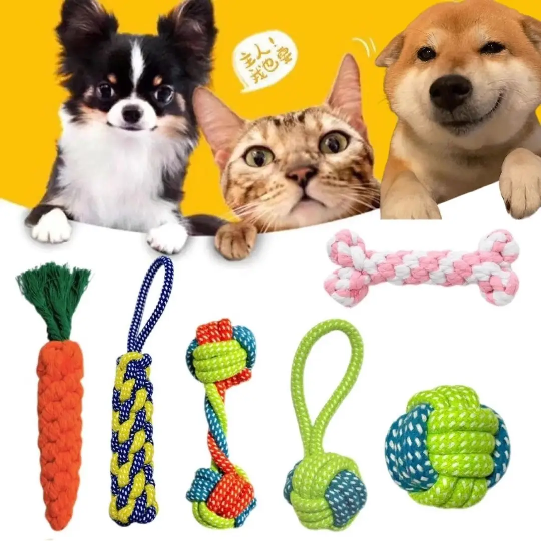 Dog Toy Rope, Bite-Resistant Molar Rope Knot Ball, Puppy Chewing Rope, Labrador Shepherd Golden Retriever Fun Tug-Of-War Rope