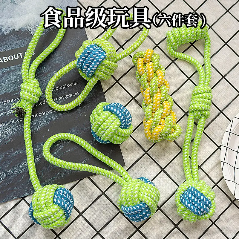 Dog Toy Rope, Bite-Resistant Molar Rope Knot Ball, Puppy Chewing Rope, Labrador Shepherd Golden Retriever Fun Tug-Of-War Rope