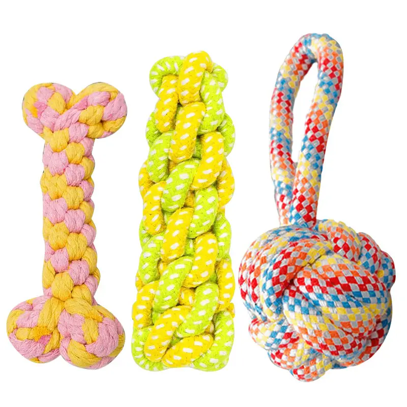 Dog Toy Rope, Bite-Resistant Molar Rope Knot Ball, Puppy Chewing Rope, Labrador Shepherd Golden Retriever Fun Tug-Of-War Rope
