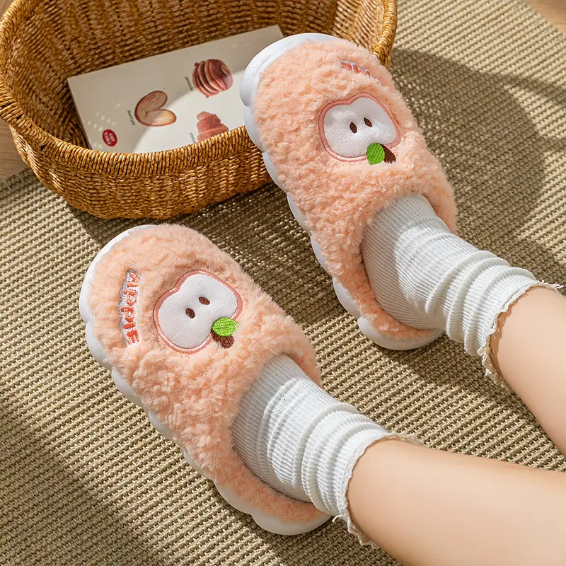 Women's Cartoon Apple Cotton Warm Slippers Winter - Image 9